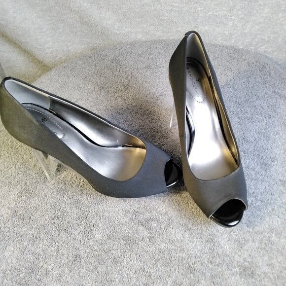 Bandolino Rainna Black Peep Toe Pump Heels Size 7M Lycra - Picture 1 of 12